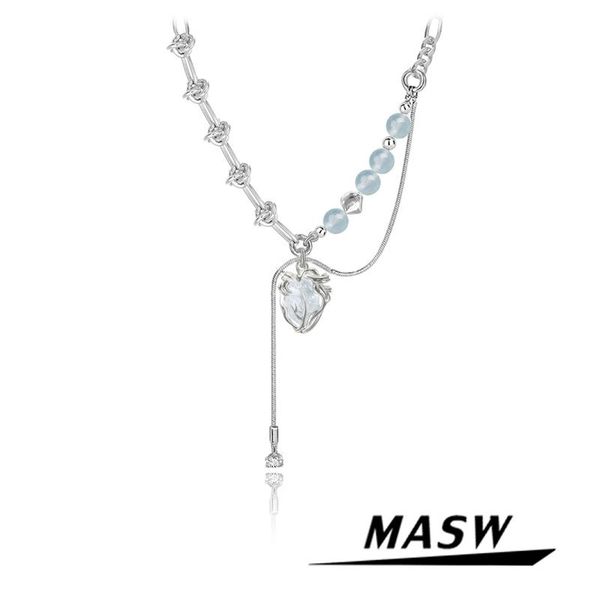 necklaces masw fashion jewelry heart pendant necklace 2022 new trend one layer brass knots chain necklace for women, Silver
necklaces masw fashion jewelry heart pendant necklace 2022 new trend one layer brass knots chain necklace for women, Silver