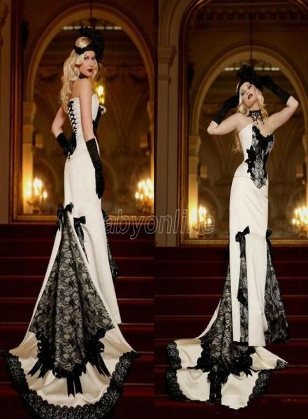 vintage gothic black and white wedding dresses sweetheart mermaid laceup back satin bow victoria bridal gowns custom made4899073
vintage gothic black and white wedding dresses sweetheart mermaid laceup back satin bow victoria bridal gowns custom made4899073