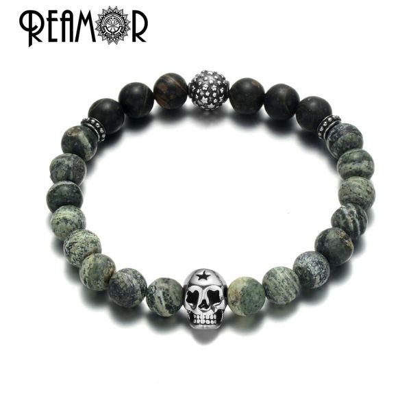 bangle reamor 8mm natural stone beads men bracelets stainless steel lucky star skull head ball charm bracelets for women jewelry gift, Black
bangle reamor 8mm natural stone beads men bracelets stainless steel lucky star skull head ball charm bracelets for women jewelry gift, Black