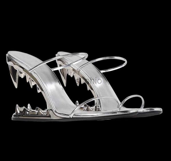slippers silver tooth shape sculpted slippers highheeled metallic sandal open toes slides narrowband fashion wedge slipper for street style, Black
slippers silver tooth shape sculpted slippers highheeled metallic sandal open toes slides narrowband fashion wedge slipper for street style, Black