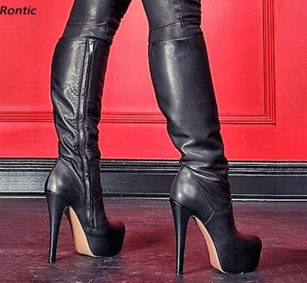 rontic handmade women winter knee boots hidden platform stiletto heels round toe classics black night club shoes us size 5203598810
rontic handmade women winter knee boots hidden platform stiletto heels round toe classics black night club shoes us size 5203598810