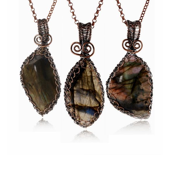 natural labradorite handmade creative charm pendant bronze copper wire wraping irregular stone retro pendant necklace reiki healing jewelry, Silver
natural labradorite handmade creative charm pendant bronze copper wire wraping irregular stone retro pendant necklace reiki healing jewelry, Silver