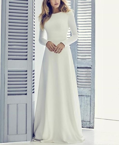 crepe aline modest wedding dress with long sleeves jewel neck coverd back short train women informal bridal gown6236007, White
crepe aline modest wedding dress with long sleeves jewel neck coverd back short train women informal bridal gown6236007, White