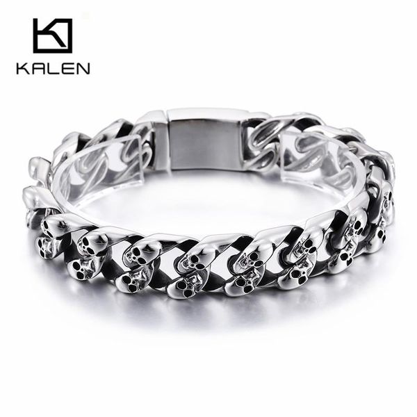 bangle kalen punk skull charm bracelets men 21.5cm stainless steel link chain wrap bangle gothic biker jewelry 2020, Black
bangle kalen punk skull charm bracelets men 21.5cm stainless steel link chain wrap bangle gothic biker jewelry 2020, Black