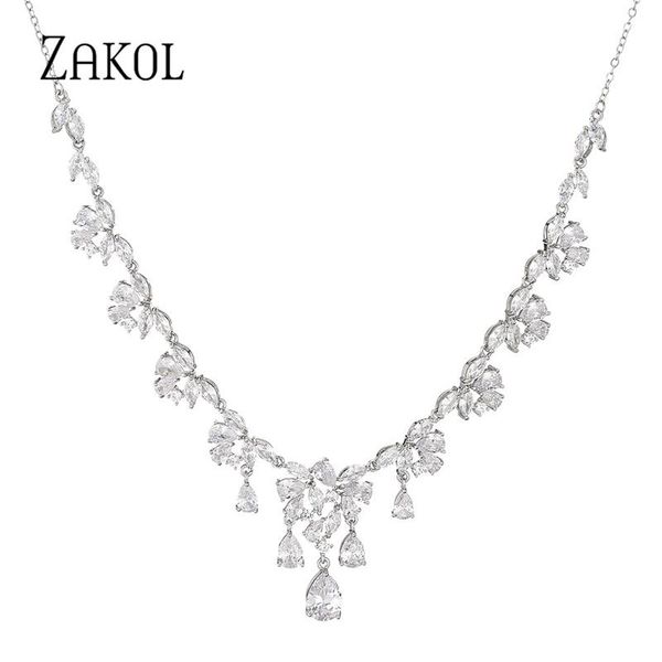 necklaces zakol brand new exquisite luxury leaf cubic zirconia teardrop tassel necklaces for elegant women wedding party dinner dress gift, Silver
necklaces zakol brand new exquisite luxury leaf cubic zirconia teardrop tassel necklaces for elegant women wedding party dinner dress gift, Silver
