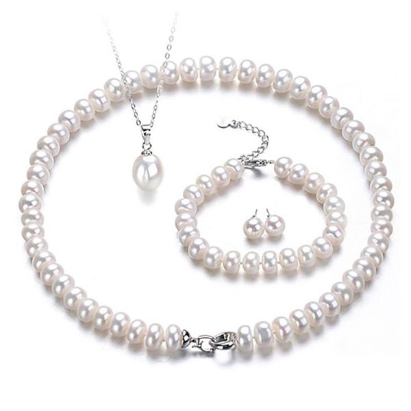necklace nymph pearl jewelry sets for women fine jewelry 89mm real freshwater pearl necklace bracelet earring pendant ring 5 pieces t402, Silver
necklace nymph pearl jewelry sets for women fine jewelry 89mm real freshwater pearl necklace bracelet earring pendant ring 5 pieces t402, Silver