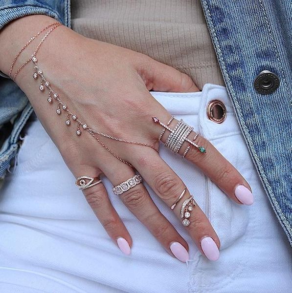 bangle rose gold cz charm multi chain tassel bracelet bangle slave finger bangle hand harness gold bracelets, Black
bangle rose gold cz charm multi chain tassel bracelet bangle slave finger bangle hand harness gold bracelets, Black
