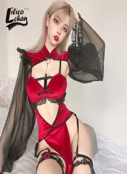 backless long sleeve women velvet evil demon dress anime cosplay costume black red lace lingerie maid temptation cute 2202119780528, Red;black
backless long sleeve women velvet evil demon dress anime cosplay costume black red lace lingerie maid temptation cute 2202119780528, Red;black