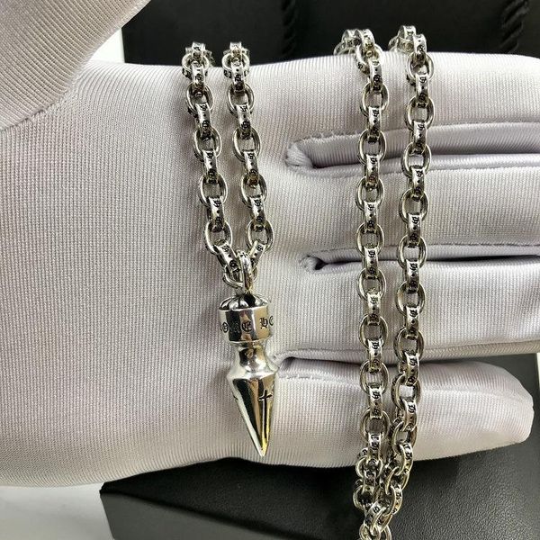 necklaces retro text bullet necklace for men and women simple and trendy versatile chain, Silver 
necklaces retro text bullet necklace for men and women simple and trendy versatile chain, Silver
