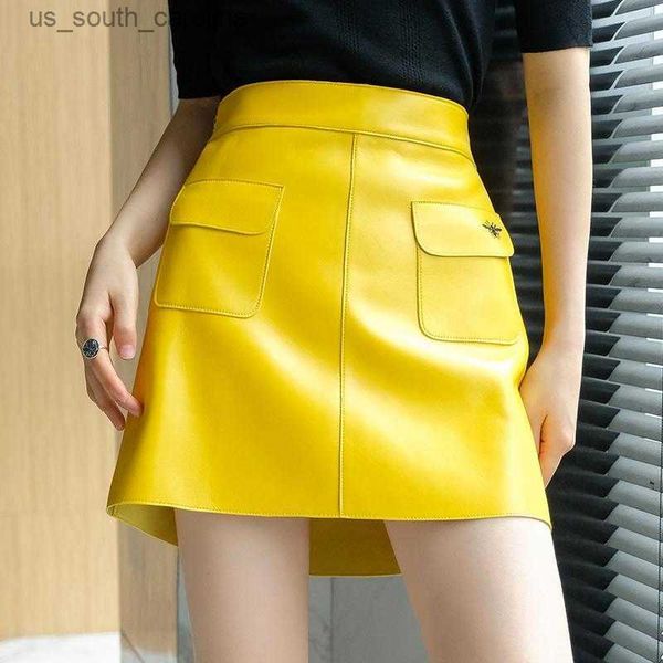 skirts autumn yellow leather short skirt zipper high waisted pockets a-line mini pu skirts blue black l230522
skirts autumn yellow leather short skirt zipper high waisted pockets a-line mini pu skirts blue black l230522