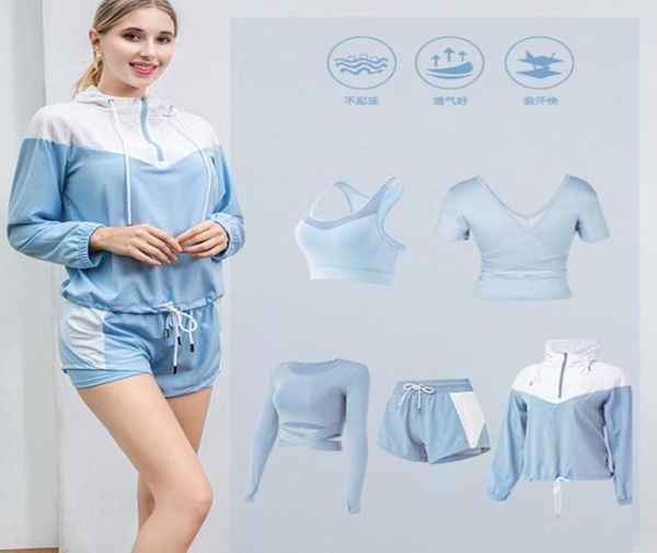 57pcs sportswear tracksuit women fitness yoga set hooded coat sport bra crop shorts leggings running gym clothes suit sets8449034, Black;blue
57pcs sportswear tracksuit women fitness yoga set hooded coat sport bra crop shorts leggings running gym clothes suit sets8449034, Black;blue