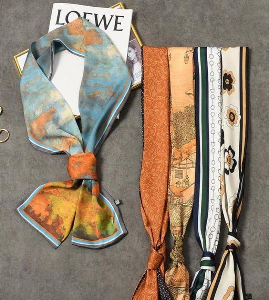 scarves small silk scarf female four seasons casual fashion geometric patchwork floral print decorate tie bag handle ribbon2461221, Blue;gray
scarves small silk scarf female four seasons casual fashion geometric patchwork floral print decorate tie bag handle ribbon2461221, Blue;gray
