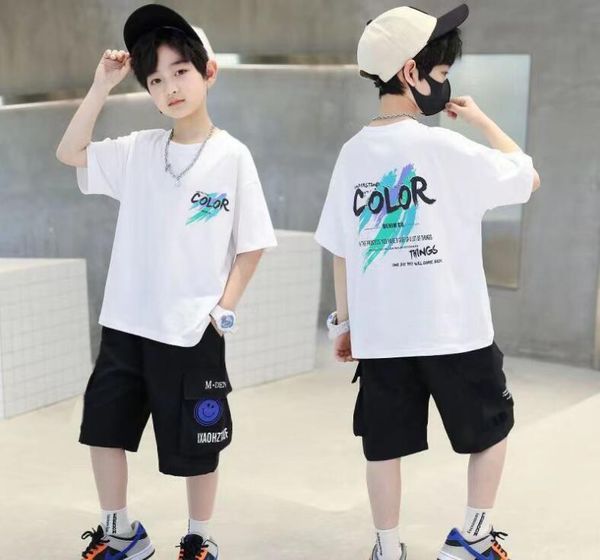 designer boys' short sleeve set summer kids t-shirt +shorts pullover white loose sport fashion brand summer children half length pants
designer boys' short sleeve set summer kids t-shirt +shorts pullover white loose sport fashion brand summer children half length pants