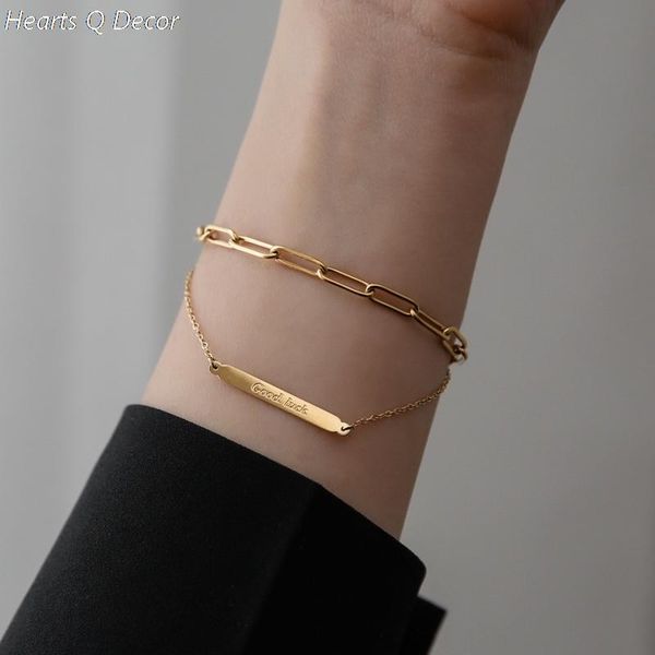 bangle glam titanium good luck bar layered chains bracelets 361l stainless steel jewelry women chic gown sweet boho trendy ol simply, Black
bangle glam titanium good luck bar layered chains bracelets 361l stainless steel jewelry women chic gown sweet boho trendy ol simply, Black