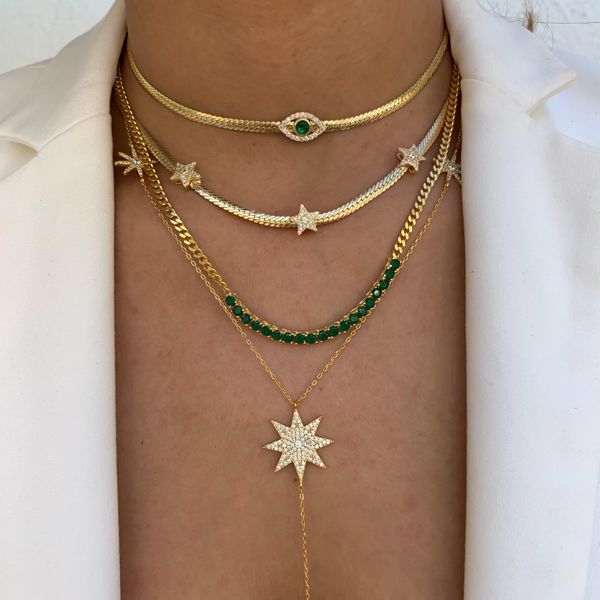 necklaces gold color classic trendy women jewelry 5mm plain cuban link chain micro pave cz green evil eye charm choker necklace, Silver
necklaces gold color classic trendy women jewelry 5mm plain cuban link chain micro pave cz green evil eye charm choker necklace, Silver