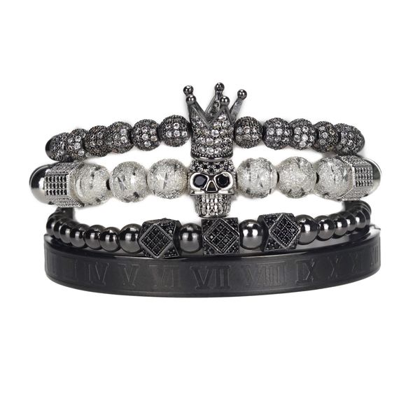 bangle 4pcs/set luxury men bracelet set stainless steel bangle beads skull king crown cz charms bracelets bangles for men jewelry, Black
bangle 4pcs/set luxury men bracelet set stainless steel bangle beads skull king crown cz charms bracelets bangles for men jewelry, Black
