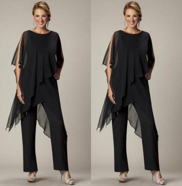 two pieces pants suits for mother of the bride jewel half sleeve plus size black chiffon evening gowns beach wedding party9887742, Black;red
two pieces pants suits for mother of the bride jewel half sleeve plus size black chiffon evening gowns beach wedding party9887742, Black;red