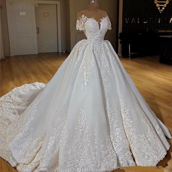 2023 luxury ball gown wedding dresses jewel neck lace appliques beads short sleeves overskirts detachable train bridal gowns custom made rob, White
2023 luxury ball gown wedding dresses jewel neck lace appliques beads short sleeves overskirts detachable train bridal gowns custom made rob, White