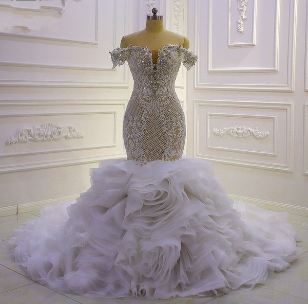 mermaid tiered wedding dresses off shoulder lace applique rhinestone beads orangza bride formal gowns robe de mariee vestidos de noiva, White
mermaid tiered wedding dresses off shoulder lace applique rhinestone beads orangza bride formal gowns robe de mariee vestidos de noiva, White