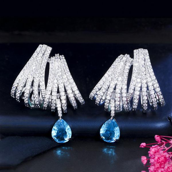 knot threegraces aesthetic light blue cubic zirconia big geometric drop wedding party earring for women new fashion cz jewelry er833, Silver
knot threegraces aesthetic light blue cubic zirconia big geometric drop wedding party earring for women new fashion cz jewelry er833, Silver