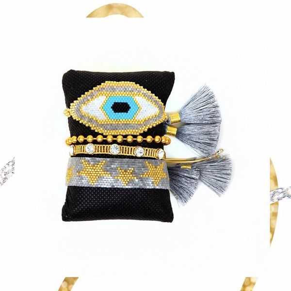 bangle bluestar women bracelet turkish eye bracelet miyuki jewelry pulseras star crystal handmade woven loom bead, Black 
bangle bluestar women bracelet turkish eye bracelet miyuki jewelry pulseras star crystal handmade woven loom bead, Black