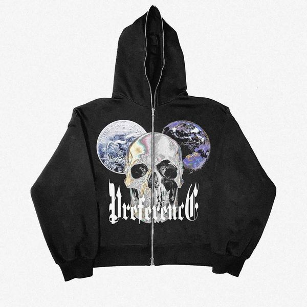 skull print hoodie sweater men's fashion loose round neck long sleeve autumn trend zipper cardigan, Black
skull print hoodie sweater men's fashion loose round neck long sleeve autumn trend zipper cardigan, Black