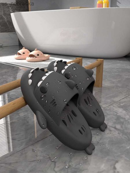 slipper size 46 47 parent child lovely shark slippers men womens bathroom water leakage quick drying hollow out non slip home slippers, Black;grey 
slipper size 46 47 parent child lovely shark slippers men womens bathroom water leakage quick drying hollow out non slip home slippers, Black;grey
