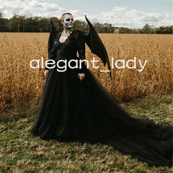 holloween black long sleeve wedding dresses 2023 winter lace beaded costune cosplay gothic bridal gown vestido de noiva, White
holloween black long sleeve wedding dresses 2023 winter lace beaded costune cosplay gothic bridal gown vestido de noiva, White