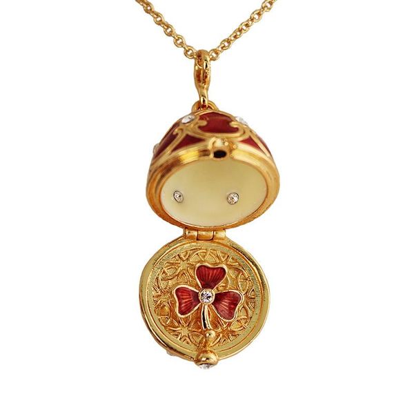 necklaces enamel handmade faberge easter egg pendant necklace jewelry locket brass vintage crystal clover inside gift to women girls, Silver
necklaces enamel handmade faberge easter egg pendant necklace jewelry locket brass vintage crystal clover inside gift to women girls, Silver