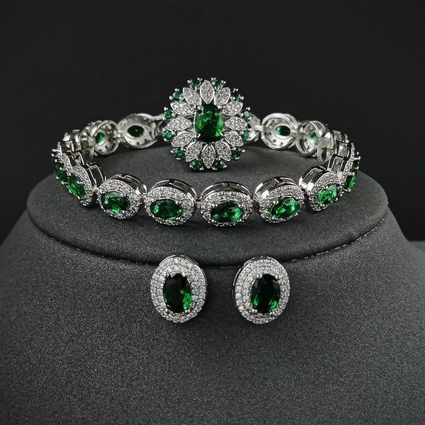 necklace 3pcs pack green color bride jewelry set halo engagement ring round stud earring for wedding gift j7249, Silver
necklace 3pcs pack green color bride jewelry set halo engagement ring round stud earring for wedding gift j7249, Silver