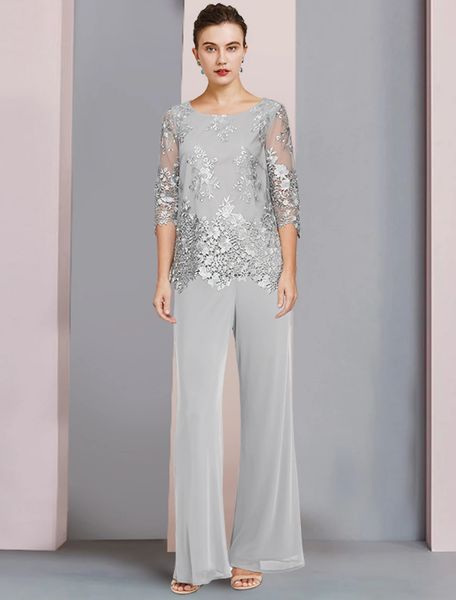 two piece jumpsuit mother of the bride dress 2023 elegant jewel neck floor length chiffon lace silver wedding guest party gowns, Black;red
two piece jumpsuit mother of the bride dress 2023 elegant jewel neck floor length chiffon lace silver wedding guest party gowns, Black;red