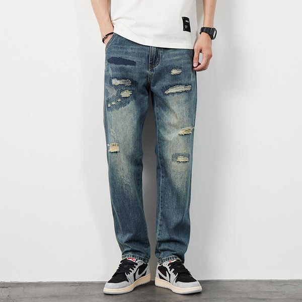 jeans men's summer loose tapered straight tube men's pants worn out spring and summer casual pants denim pants men's, Blue
jeans men's summer loose tapered straight tube men's pants worn out spring and summer casual pants denim pants men's, Blue