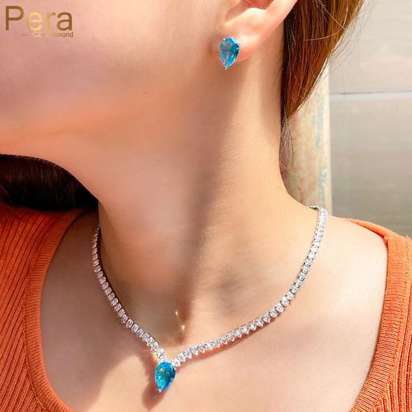 necklace pera popular light blue cz crystal tear drop charm stud earrings and chocker necklace jewelry sets for women brand jewelry j461, Silver
necklace pera popular light blue cz crystal tear drop charm stud earrings and chocker necklace jewelry sets for women brand jewelry j461, Silver