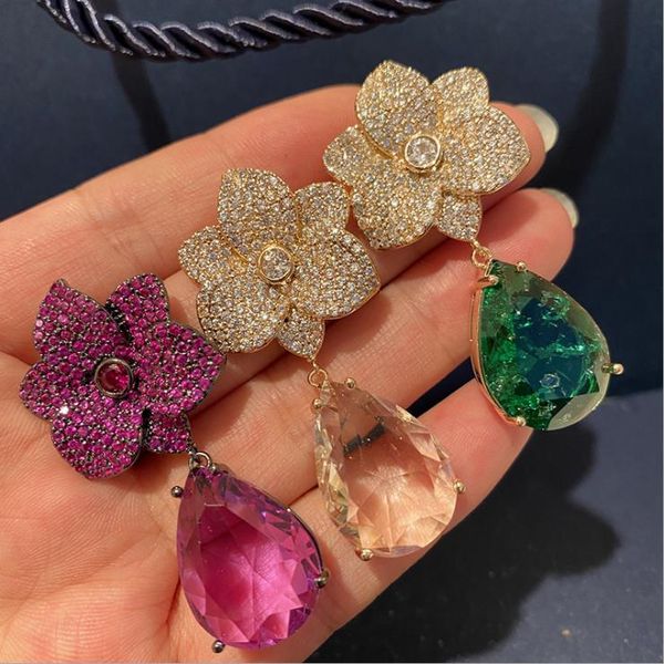 knot color flower big drop tassel earrings transparent super flash zircon temperament long petal earrings luxury earrings, Silver
knot color flower big drop tassel earrings transparent super flash zircon temperament long petal earrings luxury earrings, Silver