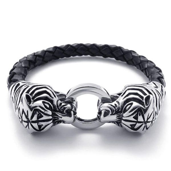 bangle men's stainless steel dragon/tiger bracelet fashion viking dragon head leather bracelet men's accessories energy bracelet, Black
bangle men's stainless steel dragon/tiger bracelet fashion viking dragon head leather bracelet men's accessories energy bracelet, Black