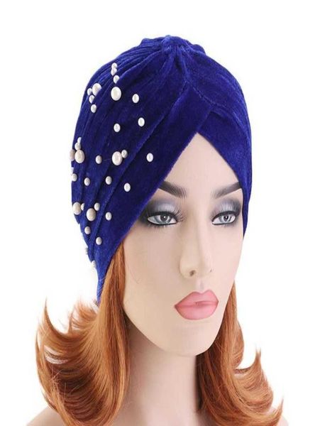 2020 new women ruffle velvet pearls turban caps islamic hijab bonnet stretchy beading headscarf warp african indian hat x0808767665, Blue;gray
2020 new women ruffle velvet pearls turban caps islamic hijab bonnet stretchy beading headscarf warp african indian hat x0808767665, Blue;gray