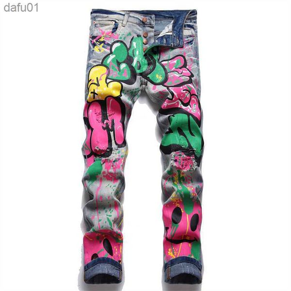 men's jeans men's jeans men colored doodle painted denim jeans streetwear punk stretch denim print pants buttons fly holes ripped, Blue
men's jeans men's jeans men colored doodle painted denim jeans streetwear punk stretch denim print pants buttons fly holes ripped, Blue