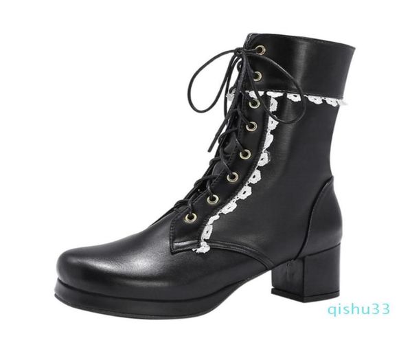 whole boots sagace shoes winter women square head front lacing goth heels ankle leather9427250, Black
whole boots sagace shoes winter women square head front lacing goth heels ankle leather9427250, Black