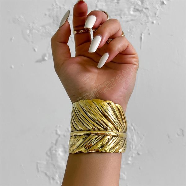 unique punk heavy metal chunky wide cuff open bangles women vintage carving feather bracelet jewelry men, Black
unique punk heavy metal chunky wide cuff open bangles women vintage carving feather bracelet jewelry men, Black
