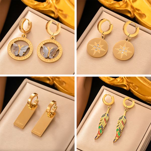 classic retro style butterfly enamel leaves charm earring designers 18k gold plated stainless steel earrings jewelry, Golden;silver
classic retro style butterfly enamel leaves charm earring designers 18k gold plated stainless steel earrings jewelry, Golden;silver