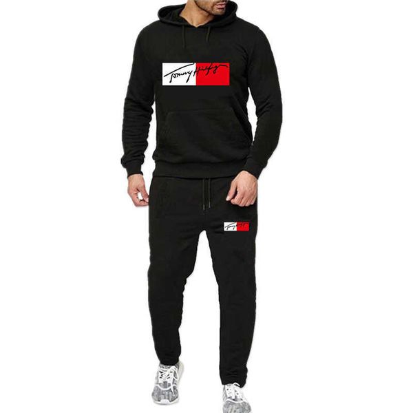 spring and autumn men's fashion casual stitching hooded sweater trousers two pieces sports suit, Black
spring and autumn men's fashion casual stitching hooded sweater trousers two pieces sports suit, Black