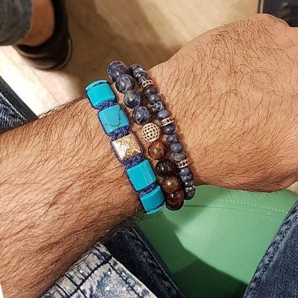 bangle charms bracelets natural blue turquoises square beads gold cz beads braiding macrame bracelet for womens mens jewelry, Black
bangle charms bracelets natural blue turquoises square beads gold cz beads braiding macrame bracelet for womens mens jewelry, Black