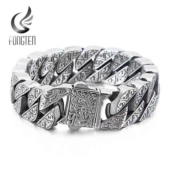 bangle fongten vintage style bracelet men's unique carving cuban link chain stainless steel men bracelets bangle fashion jewelry, Black
bangle fongten vintage style bracelet men's unique carving cuban link chain stainless steel men bracelets bangle fashion jewelry, Black