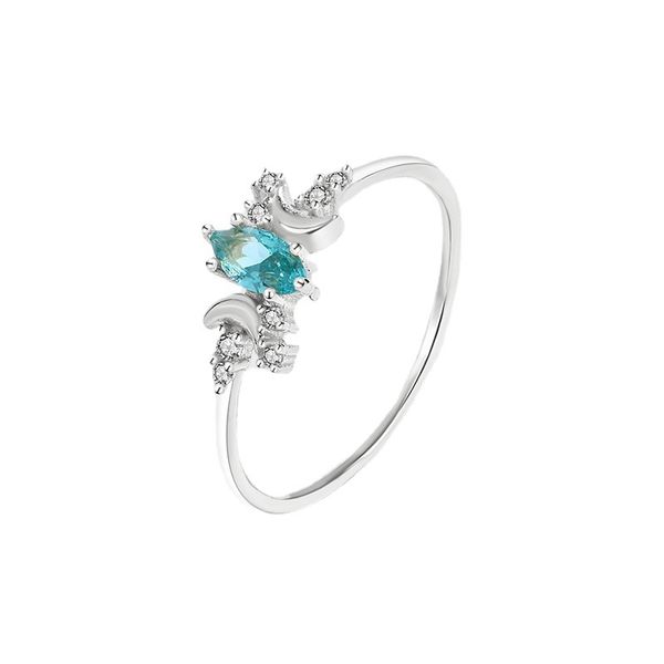 female moon star rings blue zircon silvery color bridal engagement ring vintage stone wedding rings for women, Silver
female moon star rings blue zircon silvery color bridal engagement ring vintage stone wedding rings for women, Silver