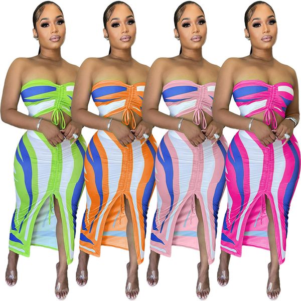 2023 designer two piece dress streetwear skirt sets summer y2k printing 2 piece women outfits pleated lace-up tube split maxi skirt wholesal, White
2023 designer two piece dress streetwear skirt sets summer y2k printing 2 piece women outfits pleated lace-up tube split maxi skirt wholesal, White
