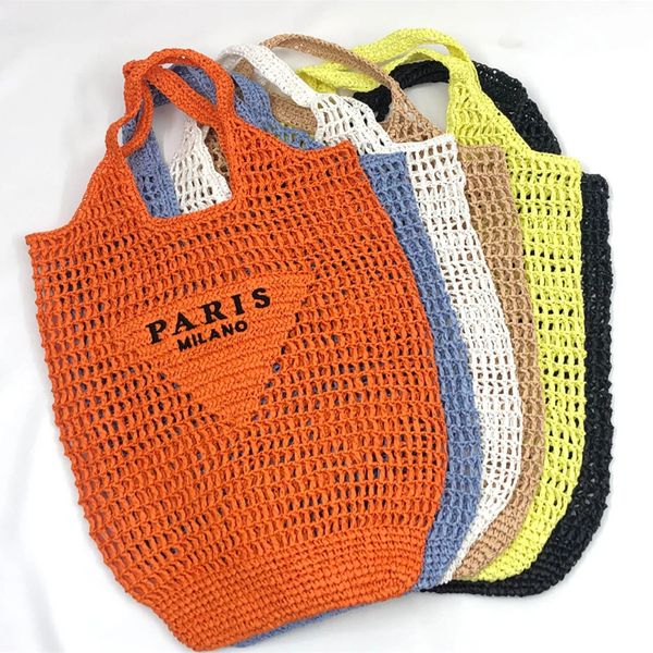 letter straw handbag for women hollow big tote summer beach bucket bag ladies fashion shoulder bag shopper underarm bag