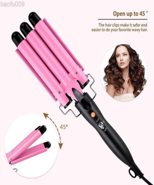 2032mm hair curler triple barrels ceramic curling iron professional waver tongs styler tools for all types l2208052524525
2032mm hair curler triple barrels ceramic curling iron professional waver tongs styler tools for all types l2208052524525