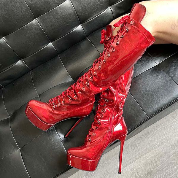 olomm women winter platform knee boots crack patent leather stiletto heels round toe pretty red party shoes plus us size 5-20, Black
olomm women winter platform knee boots crack patent leather stiletto heels round toe pretty red party shoes plus us size 5-20, Black