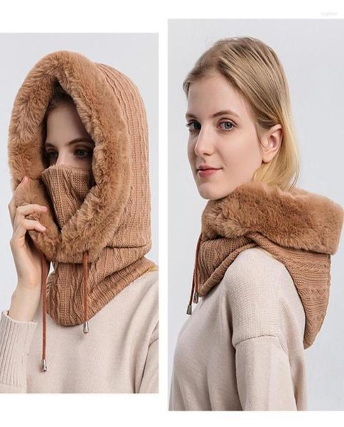 bandanas winter fur cap mask set hooded for women knitted cashmere neck warm russia outdoor ski windproof hat thick plush fluffy b7740999, Blue;gray
bandanas winter fur cap mask set hooded for women knitted cashmere neck warm russia outdoor ski windproof hat thick plush fluffy b7740999, Blue;gray