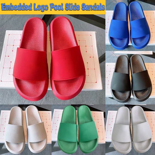 with box 2023 new designer men women embedded logo pool slide sandals green white mix black blue white red fashion platform flats summer out
with box 2023 new designer men women embedded logo pool slide sandals green white mix black blue white red fashion platform flats summer out